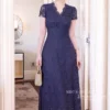 Váy Thiết Kế MDU6399 – Ren Hoa Nổi Xanh Navy, Cổ V Viền Ren Tinh Xảo 2 photo 2 2026 10 03 10 00 28 4 11zon Mdu Fashion