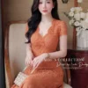 Váy Thiết Kế MDU6398 – Ren Hoa Nổi Cam Đất, Cổ V Viền Ren Cắt Tỉa Tinh Tế 13 photo 3 2026 10 01 18 43 43 11zon Mdu Fashion