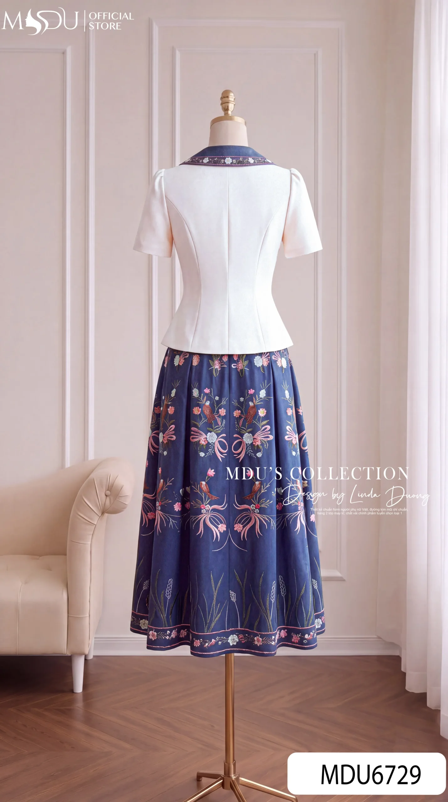 Set Thiết Kế MDU6729 – Chéo Tuyết Phối Tơ Óng Hàn Xanh Navy, Họa Tiết Hoa Cỏ Thanh Lịch 10 Set Thiết Kế MDU6729 – Chéo Tuyết Phối Tơ Óng Hàn Xanh Navy, Họa Tiết Hoa Cỏ Thanh Lịch - Ảnh 8