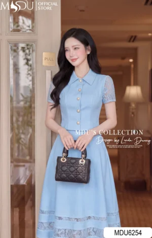 Alternative view of Set Váy MDU6254 – Xanh Dương Thanh Lịch, Phối Ren Nổi Tinh Tế